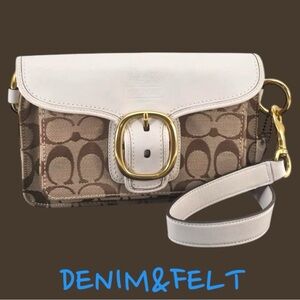 COACH Brown/White Monogram Canvas/Leather Signature Shoulder/Cross Body Bag 👜👜